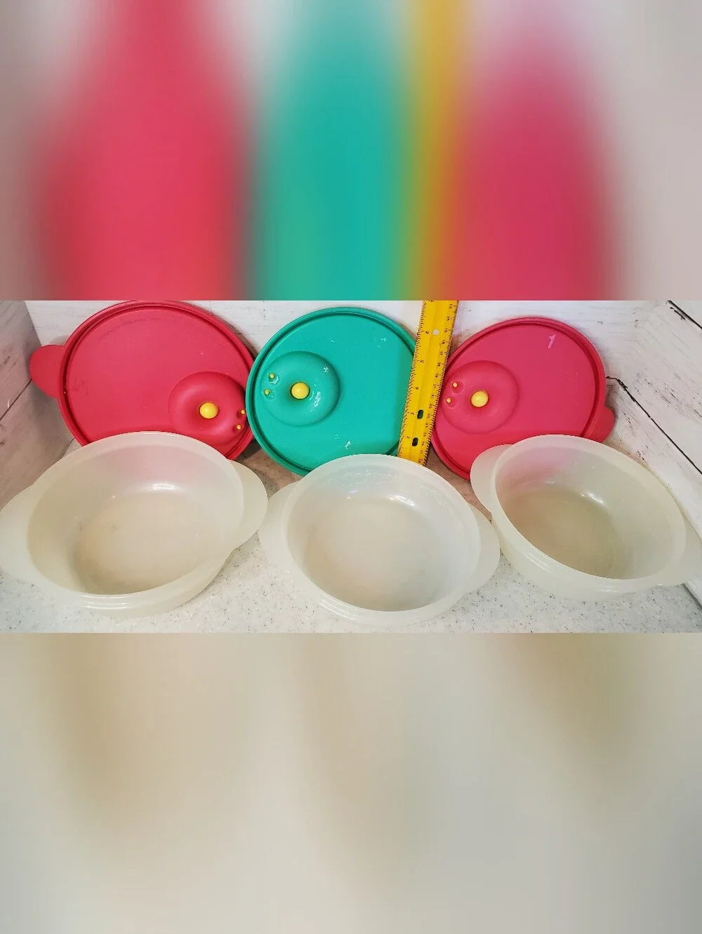 Tupperware CrystalWave Microwave Bowls 2.5 Cup & 1.75 Cup Set Vented Lids 3 Pc